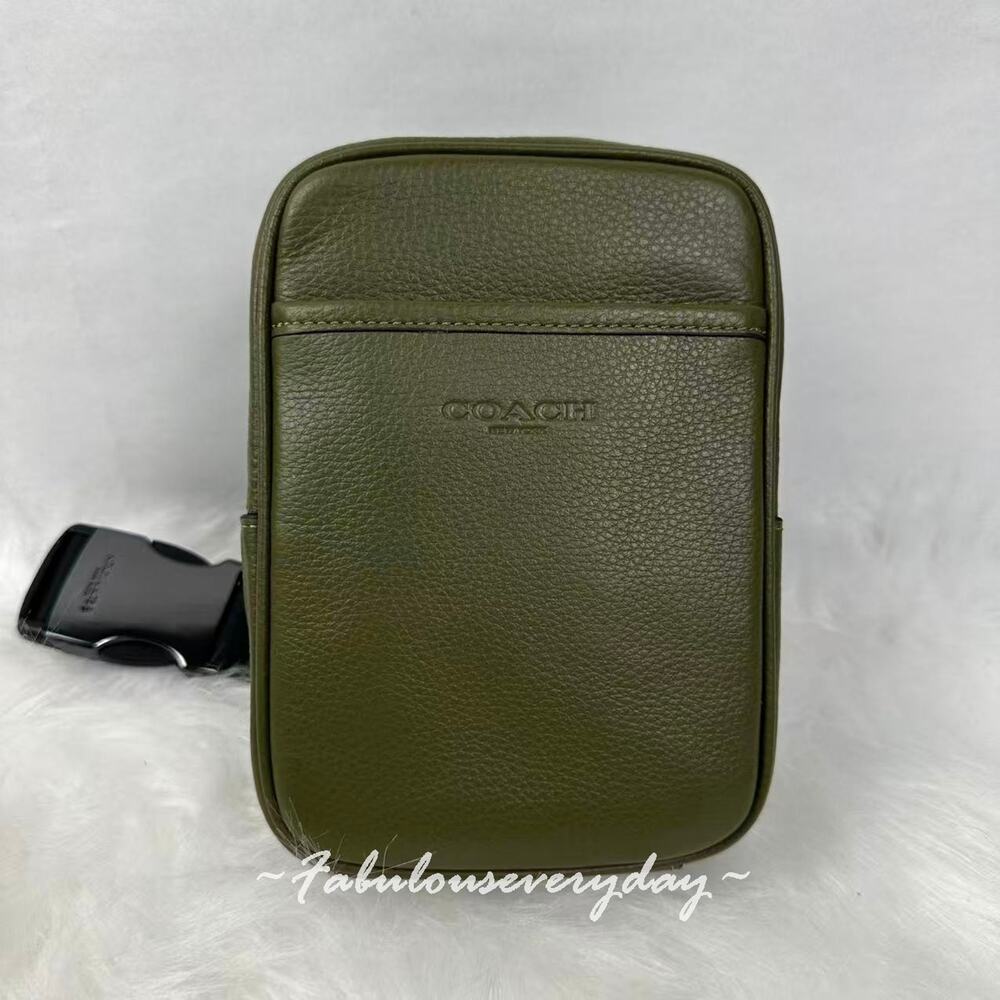 Coach Men's Small Turner Pack In Leather/Qb/Olive CCO66 NWT